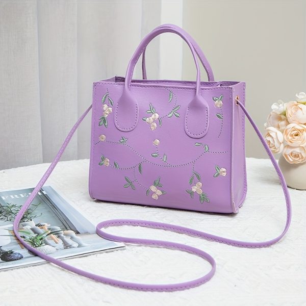 Women's Casual Floral Crossbody Bag - White with Detachable Adjustable Strap & Zipper Closure, Minimalist Holiday Design for Everyday Use, Personal Item Storage, Sleek Appearance - Image 5