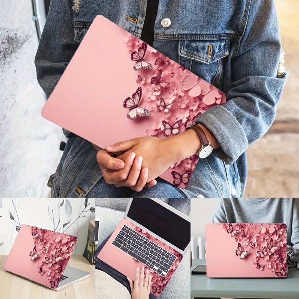 Roller packaging 3pcs, 1pc spare, no need to worry about sticking issues, suitable for laptops - pink butterfly and flower design ultra-thin, sturdy, fashionable protection - bubble-free, durable cover, suitable for ultrabooks and notebooks - Image 6