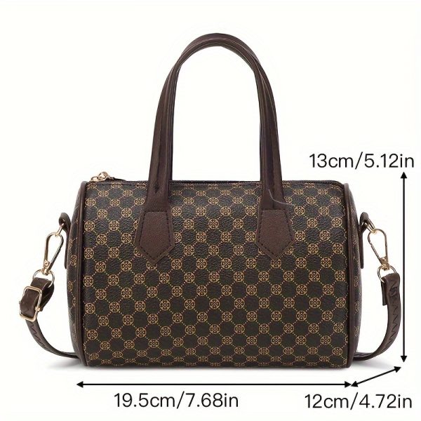 Vintage Polka Dot Mini Crossbody Bag for Women - Lightweight Synthetic Leather with Detachable Adjustable Shoulder Strap & Zipper Closure, Compact 19.51x13.0x11.99cm, Durable Polyester Lining, Deep Brown - Perfect for Travel, Holidays & Gifts, Leather Crossbody Bag, Holiday Gift Accessory, Classic Turnlock Closure - Image 7