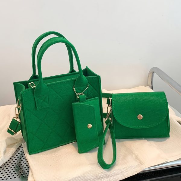 3pcs Embossed Women'S Handbag Set - Stylish Crossbody Bag, Clutch, and Wallet, Solid Color Casual Square Bag, Fashionable Fabric for Daily Use - Image 12