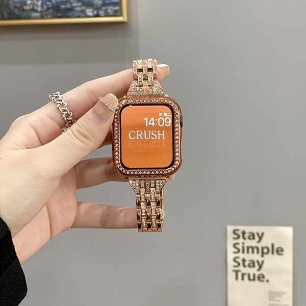 Sparkling Rhinestone Band for iWatch, Colorful Rose Golden, Waterproof, Compatible with Series 1-10 & SE, Sizes 38mm to 49mm, BIIFAKOO, Ultra - Image 6