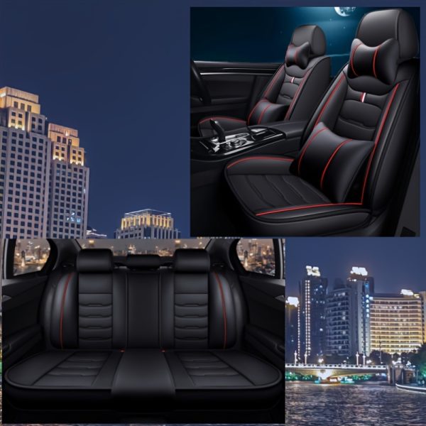 5-Seat Car Seat Cover Set, Ice Fabric + PU Material, Suitable for All Seasons, Sponge Filling, Easy to Maintain, Full Protection - Image 13