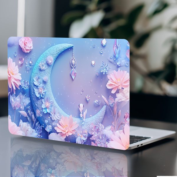 2pcs Aesthetic Vinyl Laptop Cases with Floral & Crescent Moon Design - Scratch-Resistant DIY Art Protective Covers, Easy to Apply & Durable, Non-Adhesive, Universal Fit for Notebooks, Laptop Customization | Whimsical Design | Durable Vinyl Material - Image 7
