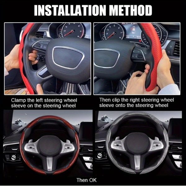3pcs Car Steering Wheel Cover Set, Carbon Fiber Steering Wheel Covers, Three-Piece Split Anti-Slip Steering Wheel Protector with Butterfly Wings, Suitable for Most Cars, Sports Car Accessories - Image 13