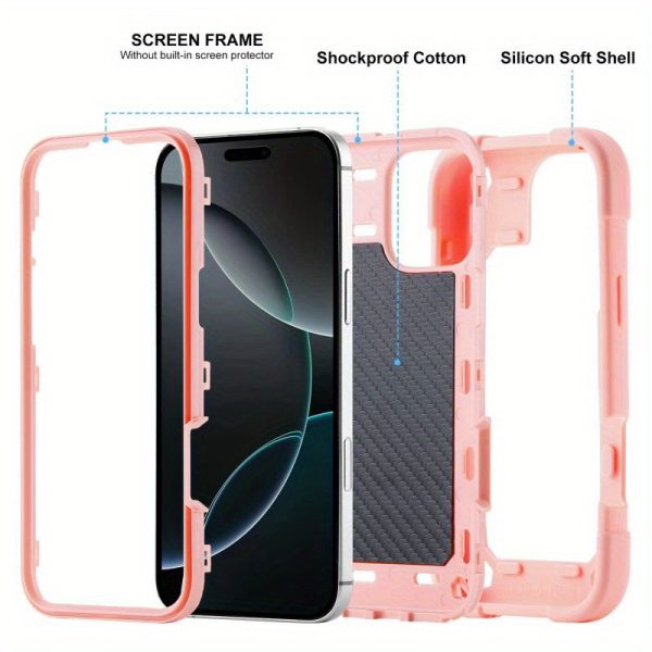 A Colorful Dual Ring Case Suitable for The Apple Iphone 16, Featuring a Durable Shell with a 360° Dual Rotating Ring Stand, a Phone Lanyard, And a 3-In-1 Protective Cover That Is Shockproof. - Image 4