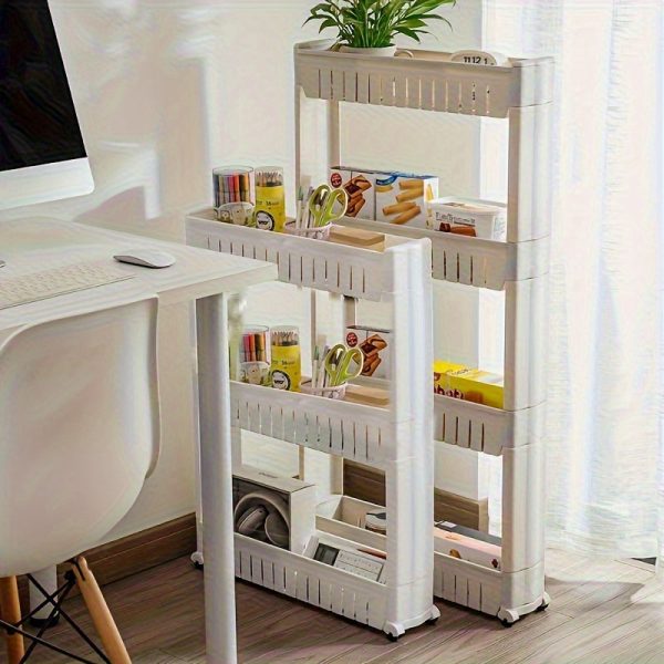 3-Tier Ultra-Narrow Refrigerator Edge Gap Organizer - Freestanding Cart for Bathroom and Living Room Storage - Suitable for Hotel Home Kitchen Bathroom Living Room Scenarios - Image 3
