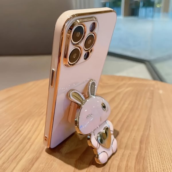 [Cute Rabbit] Designed for iPhone 11, iPhone 13, iPhone 14, iPhone 13 Pro Max, iPhone 14 Pro Max, iPhone 15, iPhone 15 Pro, iPhone 5 Pro Max, iPhone 16, iPhone 16 Pro, iPhone 16 Plus and iPhone 16 Pro Max Cute and Simple Electroplated Rabbit Holder Protective Case - Image 6