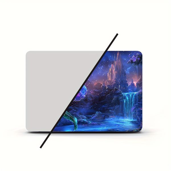 2pcs Vibrant Blue Rose & Mystical Landscape Laptop Stickers - Waterproof, Scratch-Resistant, Self-Adhesive Vinyl Skins for Netbooks & Laptops, Unique Artwork for Personalization, Netbook Accessories | Artistic Laptop Skin | Durable Laptop Skin, Laptop Decor - Image 4
