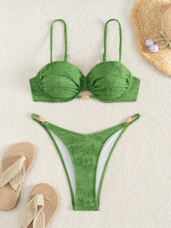 2025 New Jacquard Steel Support Split Women's Bikini Set