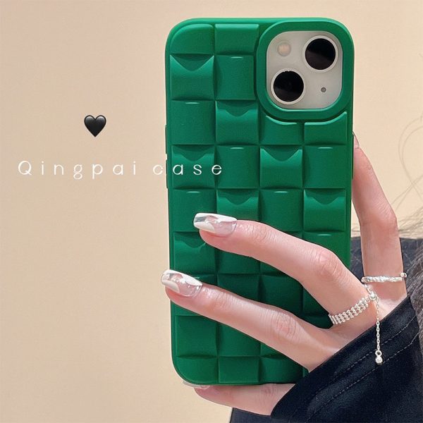 This Is a Vintage Minimalist TPU Phone Case for Iphone, Featuring a Green Woven Pattern. It Offers Full Protection Against Drops And Scratches, with a High-End Feel And a Unique, Understated Design. - Image 3