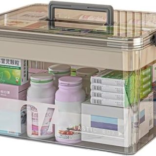 Portable Pill Box, Plastic Medical Storage Box, 2-Shelf Clear Home and Travel Medication Organizer with Compartments and Handles, First Aid Kit Organizer  Amazon.ae: Health