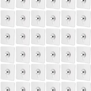 SKY-TOUCH Adhesive Wall Hooks  36Pcs Transparent Heavy Duty Self-Sticking Hangers Without Nails, Waterproof & Rustproof for Kitchen Bathroom Home Office - Reusable No Damage Hooks (6x6cm, 4kg Load) : Amazon.ae