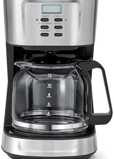 BLACK+DECKER 12-Cup Coffee Maker, 900W Programmable Drip Coffee Machine, 1.5L Glass Carafe, 24-Hour Timer, Keep Warm Function, LCD Display, Auto Shut-Off, Boil Dry Protection, Black - DCM85-B5 Buy Online at Best Price in UAE - Amazon.ae