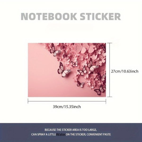 Roller packaging 3pcs, 1pc spare, no need to worry about sticking issues, suitable for laptops - pink butterfly and flower design ultra-thin, sturdy, fashionable protection - bubble-free, durable cover, suitable for ultrabooks and notebooks - Image 5