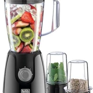 Black & Decker Blender with Grinder Mills, 400W Power, 1.5L with 300ml 2 Grinding Mills, Stainless Steel Blades and Two Pulse Control for Fine and Grinding of Coffee Herbs, 2 years warranty, BX440-B5 Buy Online at Best Price in UAE - Amazon.ae