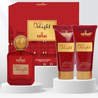 Coral Red Delight Pour Femme Gift Set For Women | Eau de Parfum, Body Lotion & Shower Gel (50ml Each) | Elegant Women's Fragrance Set | For All Occasions  Amazon.ae: Beauty