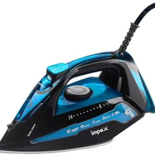 Impex Electric Steam Iron Box with 360 Degree plaint swivel cord Water Spray Ceramic Coated Sole Plate Overheat Protection with Temperature Settings, Black & Blue - IBS 404 2300W Buy Online at Best Price in UAE - Amazon.ae