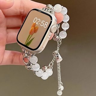 1pc Of Ladies' Pull-out Cat's Eye Stone Beaded Strap Suitable For 38/40/41/42/44/45/49mm, Suitable For Apple Strap UItra/SE/8/7/6/5/4/3/2/1 (strap Only, Watch Not Included)