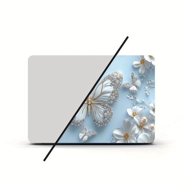 2pcs Elegant Butterfly & Floral Laptop Stickers - Waterproof, Scratch-Resistant Vinyl Art for Laptops & Cars, Self-Adhesive, Semi-Matte Finish, Perfect for Personalization, Laptop Accessories | Artistic Laptop Skin | Durable Laptop Skin, Laptop Decor - Image 4