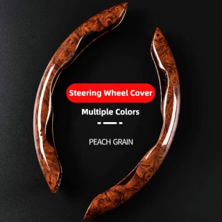Luxury Peach Wood Grain Steering Wheel Cover - Ultra-Thin, Anti-Slip, Fit for All Seasons, High-End Feel, Easy Installation