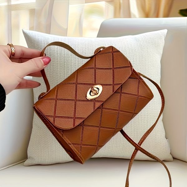 Fashionable lady's mini handbag - Fashion black with striped design, perfect for daily commuting. Women's quilted crossbody handbag, small top handle clutch, designer handbag, handbag, handbag - Image 13