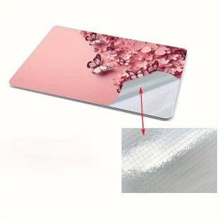 Roller packaging 3pcs, 1pc spare, no need to worry about sticking issues, suitable for laptops - pink butterfly and flower design ultra-thin, sturdy, fashionable protection - bubble-free, durable cover, suitable for ultrabooks and notebooks