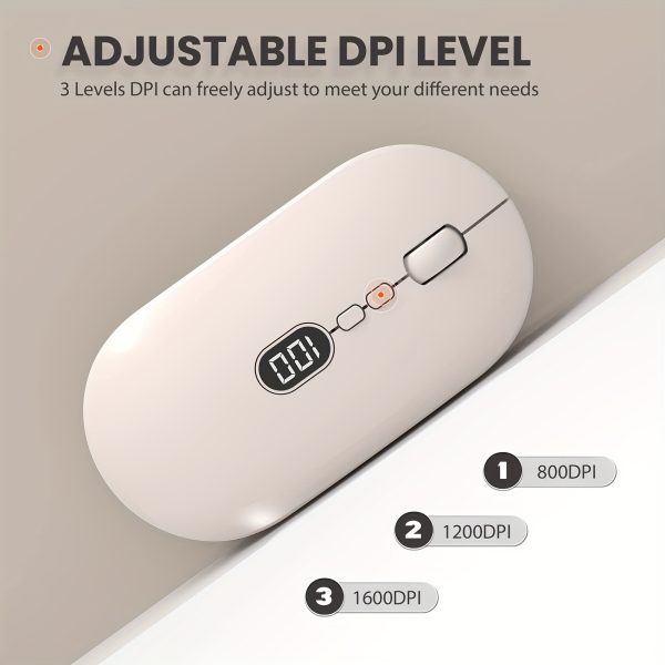 ZIYOULANG Ultra-Slim Wireless Mouse with Battery Display - 2.4G Rechargeable, Quiet Click, 1600 DPI, Compatible with PC, Mac, MacBook - Ideal for Office Use, Clicker Included, Mousepad 2.4G - Image 2