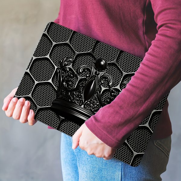 2pcs Black Crown & Sunflower 3D Laptop Light Beige Stickers - Waterproof Scratch-Resistant Vinyl, Self-Adhesive Semi-Matte Finish, Fit for Laptops, Notebooks & Netbooks (Reusable Alternative: Vinyl Wrap), Laptop Stickers, Device Customization, Hexagonal Pattern, Tech Accessories, Artistic Decals, Durable Material, Protective Decals, Tech Enthusiasts - Image 7