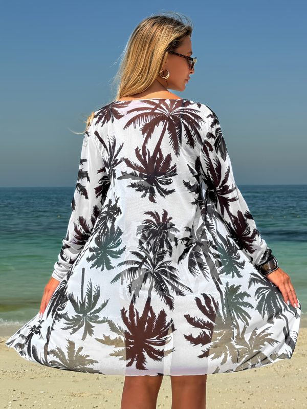 25SS Trendy Floral Print Swimsuit Set for Women - Sexy V-Neck Bikini with Long Sleeve Cover-Up and Shorts, Lightweight Stretch Fabric, Perfect for Beach and Pool, Beach Swimsuit|Tropical Style|Stretchy Material - Image 2