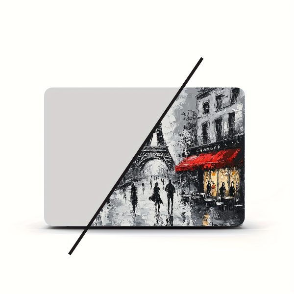 2pcs Paris Street Pattern Laptop Art Decal Protective Case, Universal Netbook Light Beige Stickers Non-Reusable Laptop Skins Waterproof and Scratch Resistant - Water-resistant, Anti-scratch, Suitable for Laptops, Cars - Image 5