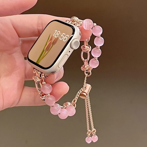 1pc Of Ladies' Pull-out Cat's Eye Stone Beaded Strap Suitable For 38/40/41/42/44/45/49mm, Suitable For Apple Strap UItra/SE/8/7/6/5/4/3/2/1 (strap Only, Watch Not Included) - Image 4