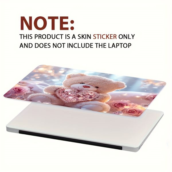 Vinyl Laptop Light Beige Teddy Bear Stickers, 2-Pack Scratch-Resistant DIY Art Protective Cover for Laptops - Easy to Apply and Durable Design Suitable for Notebooks & Cars - Image 4