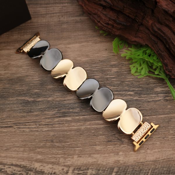 Elegant Golden-Tone Stretch Bracelet Band for Apple Watch Series (38mm-49mm) - Fashionable Two-Tone Metal 's Wristband with Heart Accents, Compatible with iWatch Ultra 2, SE, and More, Wearable Technology | Luxury Watch Strap | Decorative Elets, Apple Watch Accessories - Image 11