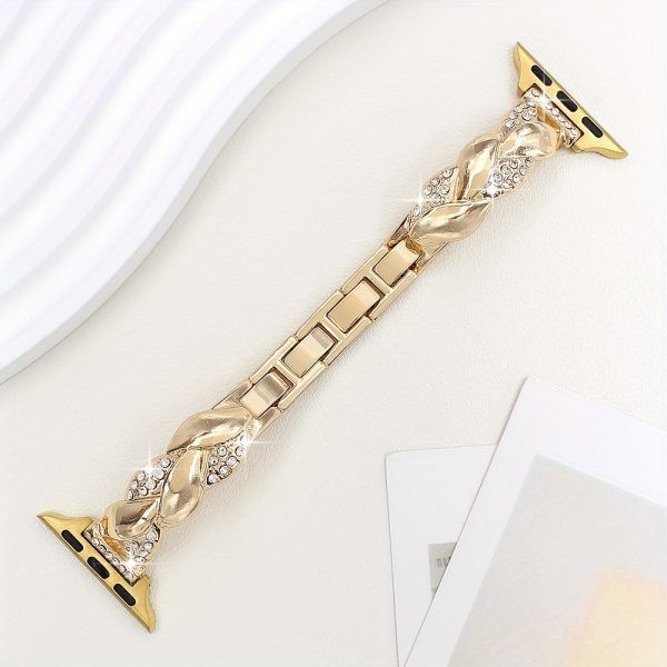 1pc Elegant Zodiac Sign Zinc Alloy Bracelet for Women - Sparkling Rhinestone Design, Adjustable Deploy Clasp, Perfect for Apple Watch (38mm-49mm), Ideal Gift for Parties, Nightclubs, Weddings, and Daily Wear, Party Accessory|Zodiac Themed|Adjustable Bracelet - Image 4