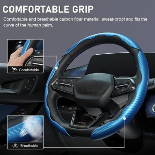 3pcs Car Steering Wheel Cover Set, Carbon Fiber Steering Wheel Covers, Three-Piece Split Anti-Slip Steering Wheel Protector with Butterfly Wings, Suitable for Most Cars, Sports Car Accessories