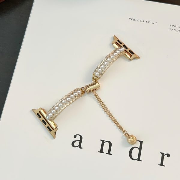 1pc Elegant Double-Row Diamond & Pearl for apple Watch Band - Luxurious Alloy Strap for Women, Compatible with 38mm to 49mm for apple Watches, Fashionable Smart Wristband (Excluding Watch), for Apple Watch Accessories | Diamond Accented Watchband | Durable Watchband, for Apple Watch Bands - Image 11