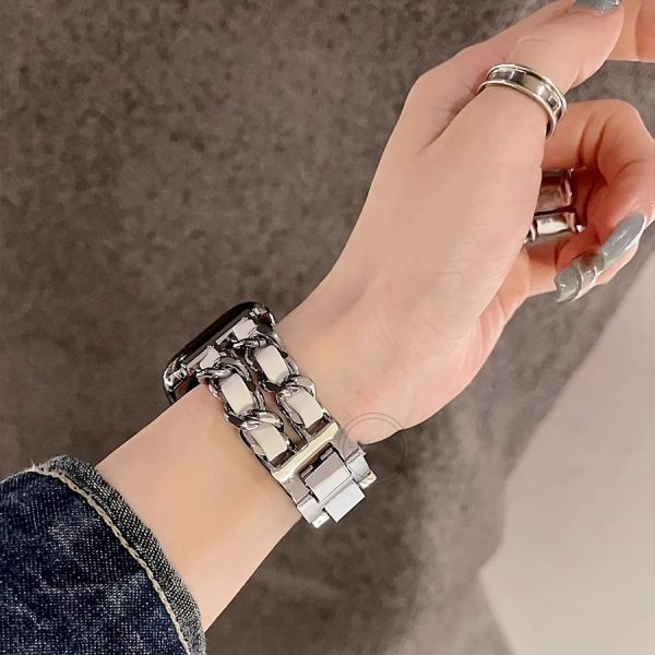BIIFAKOO Compatible i Watch Strap for 38mm 40mm 41mm 42mm 44mm 45mm 49mm Metal Strap Leather Cover Golden Chain Cowboy Style Replacement for iWatch Series 9 8 7 6 5 4 3 2 1 SE - Image 14