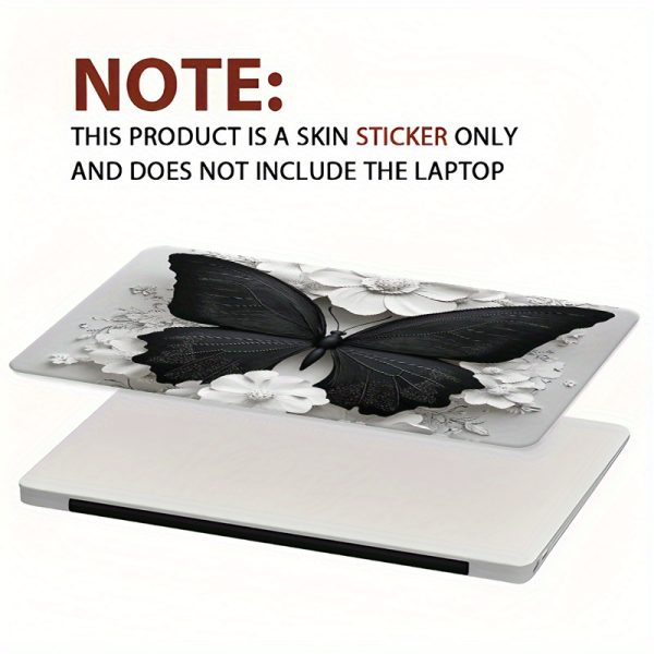 3pcs, 1pc spare, no need to worry about peeling off, black and white butterfly with flower combination pattern - computer protective cover, scratch-resistant, self-adhesive durable, easy installation and removal, universal, non-reusable sticker for notebook computers, stylish design - Image 7