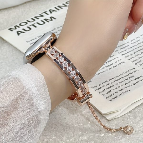 1pc Women Girls New Luxury Zirconia Diamond Hollow Bracelet Compatible with Apple Watch Band Series 10 9 8 7 6 5 4 3 2 1 38/40/41/42/44/45/46/49/ Ultra 1/2 SE for iWatch Strap Can be used as Back to School Gift, Birthday Gift - Image 9