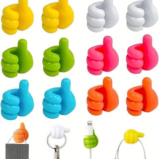 10pcs, Fashionable Thumb Wall Hooks - Glossy Nail-Free Adhesive, Suitable for Dormitory, Kitchen and Bedroom Easy-to-Hang Hangers, Utility Hooks