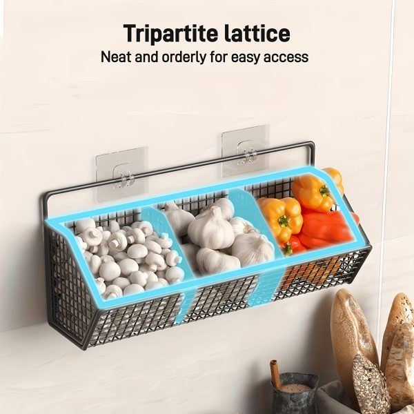 Wall-Mounted Kitchen Storage Basket - Multi-Functional Hanging Organizer, Durable Metal Rack Box for Small Bathroom and Kitchen Storage Needs, Bathroom Accessories - Image 6