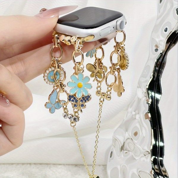 1pc Daisy Chain Apple Watch Band for Women - Alloy Jewelry Clasp Luxury Floral Charm Strap, Compatible with 38mm-49mm & Apple Watch Ultra/Series 10-1, Fashionable Smart Wristband (No Battery Needed), Apple Watch Straps - Image 9