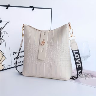 Elegant Women'S Crocodile Pattern Crossbody Bag - 4 Color Options, Zip Closure, Polyester Lined, Versatile for Commuting and Casual Outing