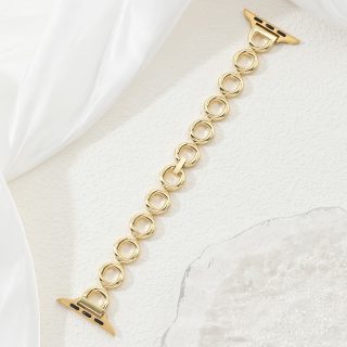 1pc Gold-Plated Stainless Steel Watch Band, Fashionable Jewelry Clasp Strap for Apple Watch Series 1-10/SE, Compatible with 38mm-49mm iWatch Models, Non-Water Resistant Replacement Wristband
