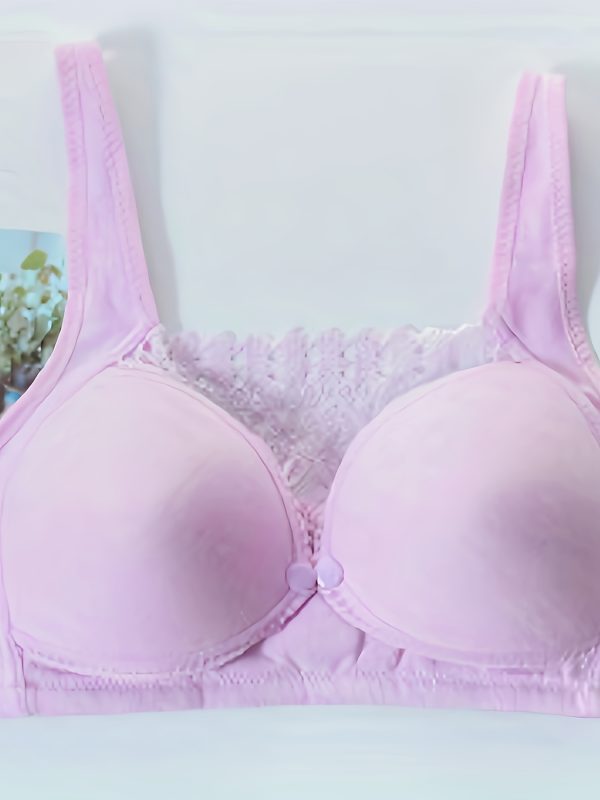 Joyncleon Women’s Maternity Nursing Bra - Comfortable, Breathable, Elegant Lace Design with Adjustable Straps & Front Closure, Light Purple, Padded for Support, Perfect for Casual Attire, Maternity Bra - Image 5