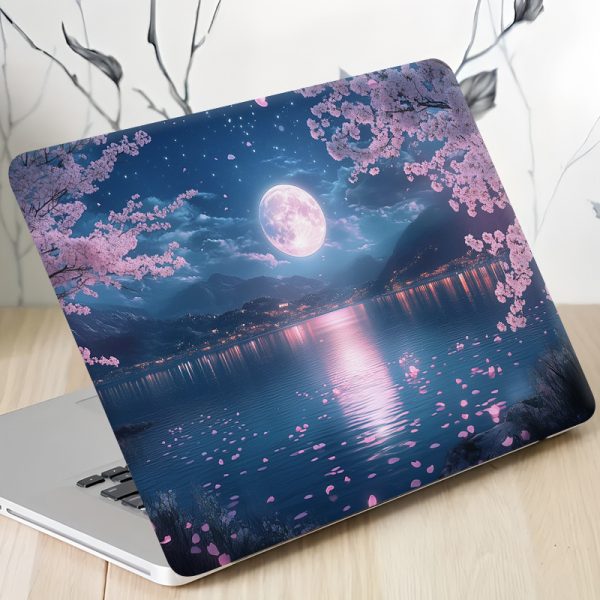 3pcs, 1pc As a Spare, No Need to Worry about Damaging The Stickers, Creatively Designed Cherry Blossom And Moonlight Laptop Stickers - Easy to Install - Waterproof And Scratch-Resistant - PVC - Image 2