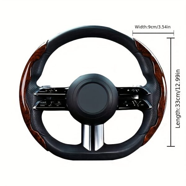 Luxury Peach Wood Grain Steering Wheel Cover - Ultra-Thin, Anti-Slip, Fit for All Seasons, High-End Feel, Easy Installation - Image 2
