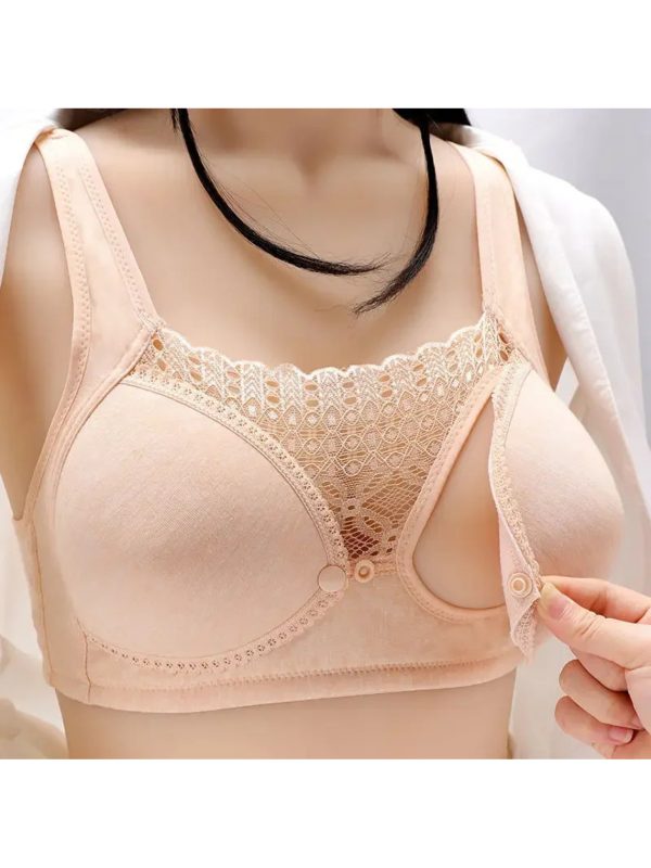 Joyncleon Women’s Maternity Nursing Bra - Comfortable, Breathable, Elegant Lace Design with Adjustable Straps & Front Closure, Light Purple, Padded for Support, Perfect for Casual Attire, Maternity Bra - Image 3