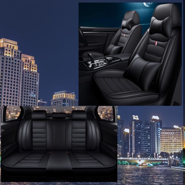 5-Seat Car Seat Cover Set, Ice Fabric + PU Material, Suitable for All Seasons, Sponge Filling, Easy to Maintain, Full Protection - Image 5