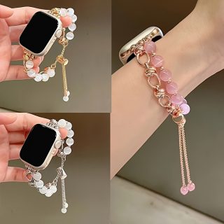 Bezel Watch Series Ultra SE 9 8 7 6 5 4 3 2 1 Beaded Strap, Compatible with 38/40/41/42/44/45mm, Fashionable Durable Band with Adjustable Buckle